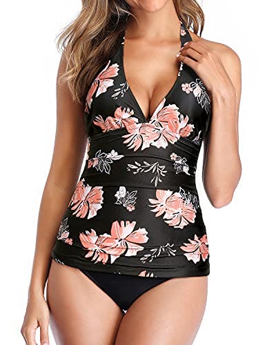  Holipick Black Two Piece Tankini Swimsuits For