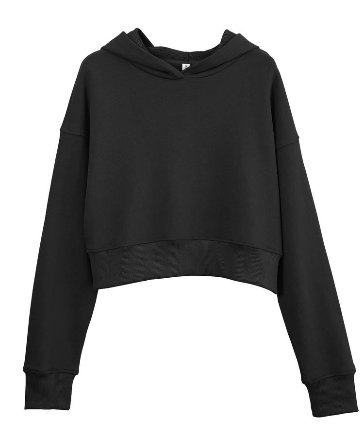 Amazhiyu Women's Cropped Hoodie with Hood Casual Long Sleeve Crop