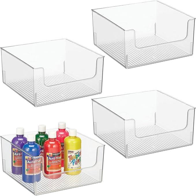 mDesign Household Plastic Storage Organizer Bin with Open Front