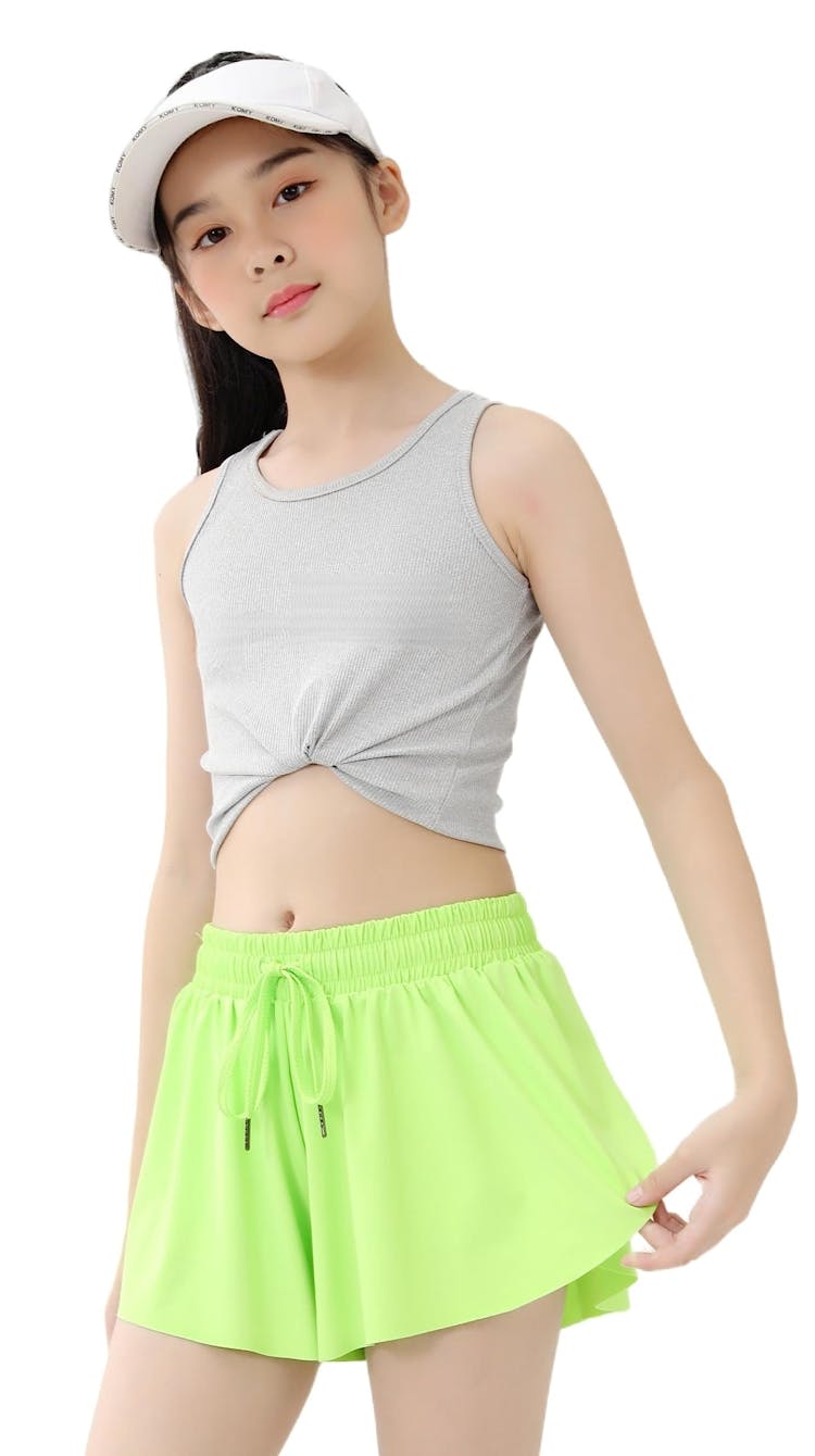 Yknktstc Girls Flowy Shorts with Spandex Liner 2 in 1 Youth