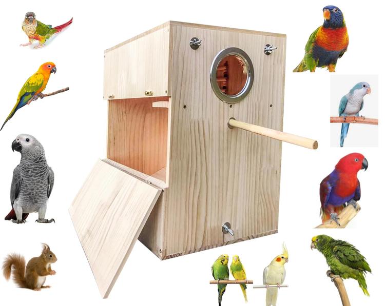 GJRGEG1Y Natural Wood Large Bird Nest Box Parrot Breeding House for African  Grey Parakeet Ring-Neck Parrot and Other Birds of Similar Size Need to Be  Assembled