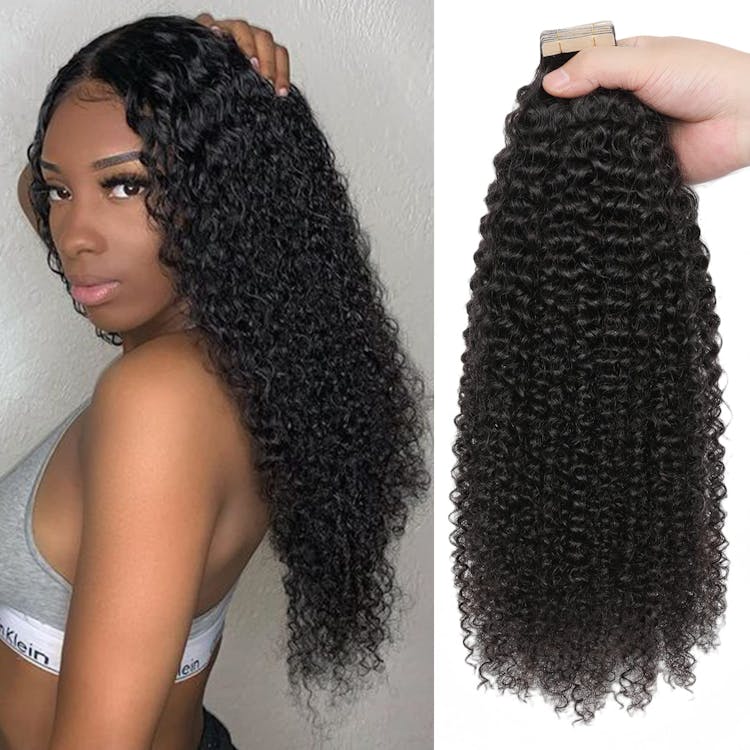 Curly Tape-in Hair Extensions for Black Hair Invisible Seamless