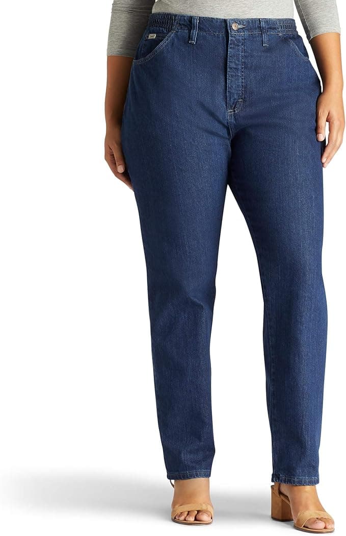 Lee Women's Plus Size Relaxed Fit Side Elastic Tapered Leg Jean 20