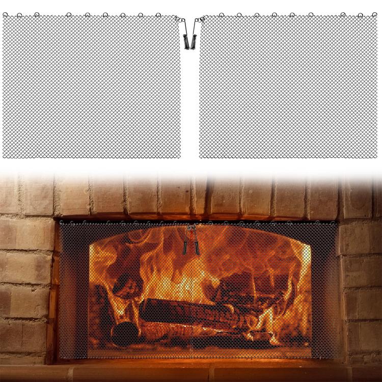  2 Packs Fireplace Mesh Screen Curtains - 20 H × 24 W