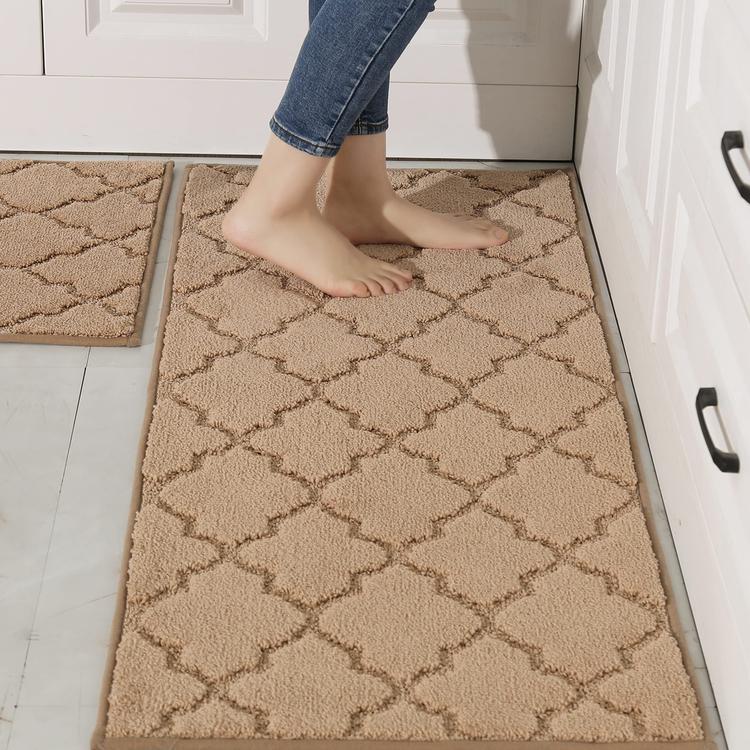 COSY HOMEER Soft Kitchen Rugs [2 PCS] for in Front of Sink Super Absorbent  Kitchen Floor Mats and Mats 20x30 Inch/20X48 Non-Skid Kitchen Mat Standing